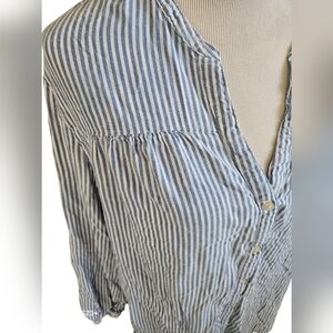 Old NavyBlue Striped Women's  Button Up Tunic Top Size XXL